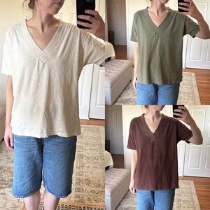 (3) Aerie V-neck Oversized T-shirts All Size XXS